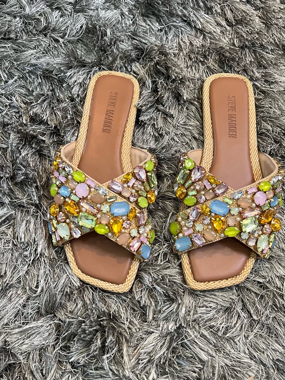 Steve Madden Women's Levity Embellished Flat Slide Sandals